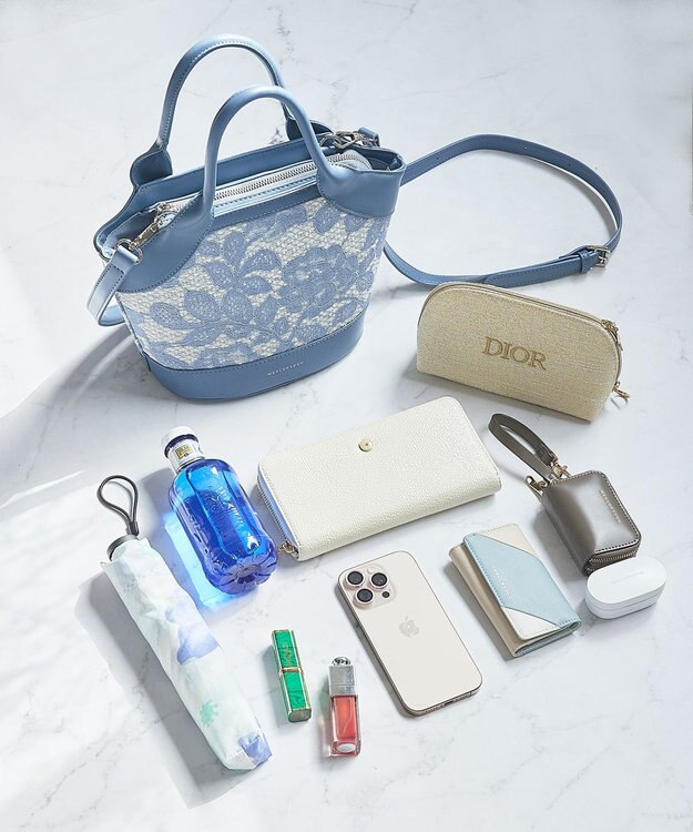 style code 【MERCURYDUO/マーキュリーデュオ】ミックスマテリアル　ハンドバッグ ブルー