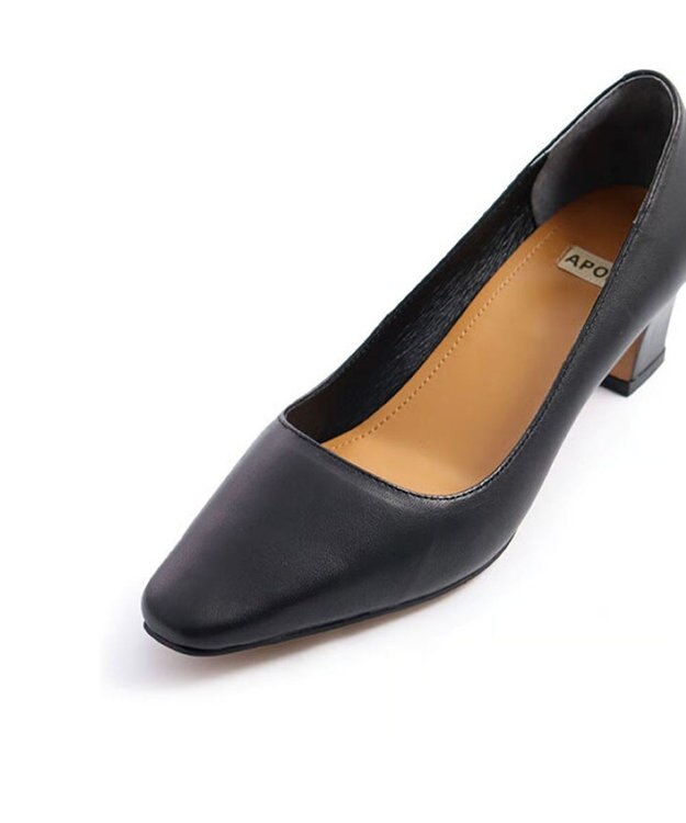 APOM スクエアトゥプレーンパンプス50 ブラック