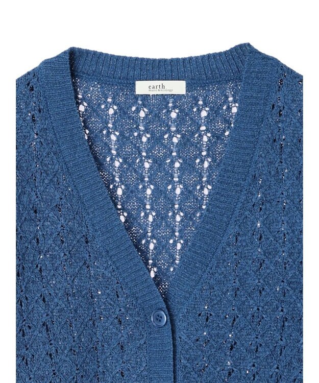 earth music&ecology 透かし編みテープヤーンカーディガン Pink