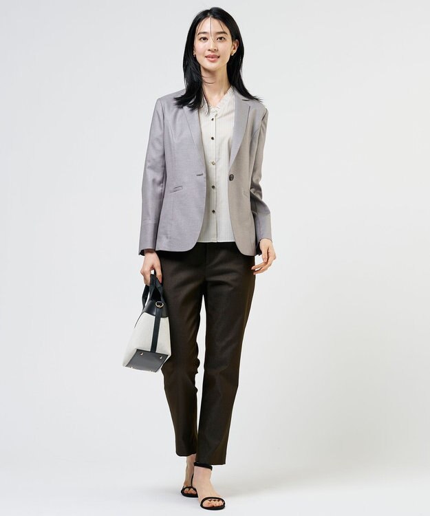 J.PRESS LADIES L 【定番人気・セットアップ対応】OXIJEWEL ストレッチ テーラード ジャケット グレー系