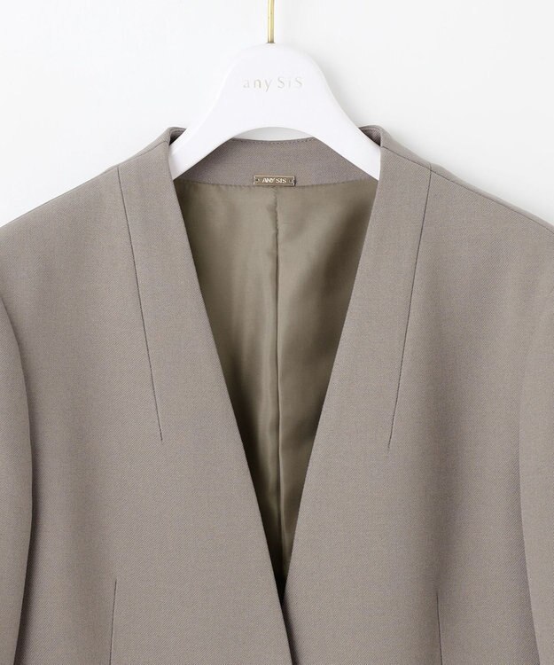 ANY SIS ビューティサーモ2WAYストレッチ ノーカラージャケット グレージュ
