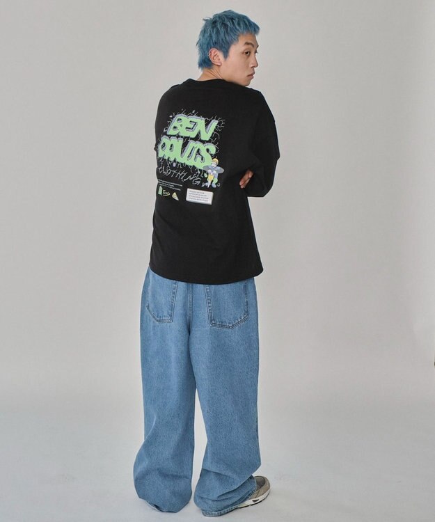 WEGO 【ユニセックス着用ITEM】別注BENDAVISグラフィックT（LS） ブラック