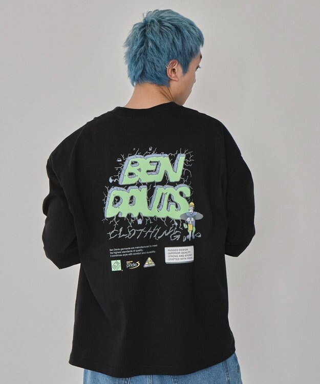 WEGO 【ユニセックス着用ITEM】別注BENDAVISグラフィックT（LS） ブラック