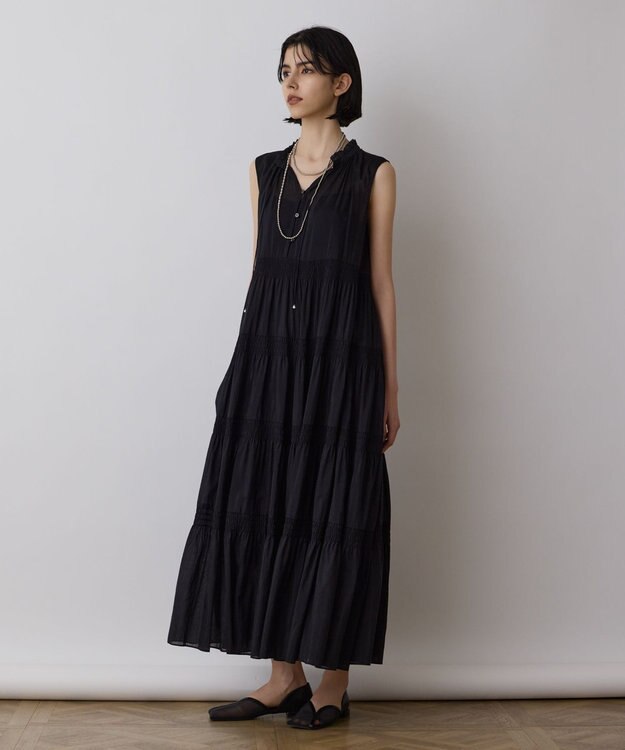 GRACE CONTINENTAL ティアードマキシカフタンワンピース ブラック