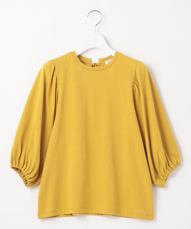 Feroux 【UVケア】バックリボンボリュームスリーブ Tシャツ 黄緑系