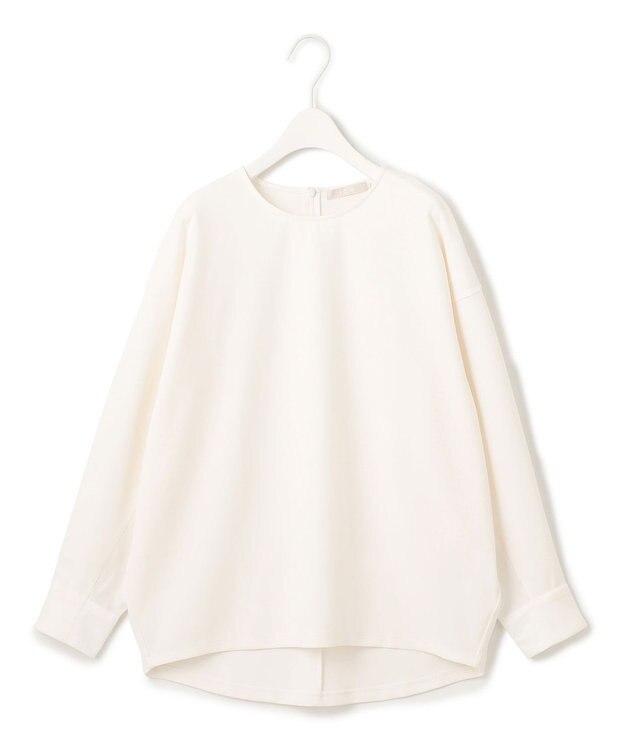 ICB L 【洗える】ジョーゼットジャージー 異素材コンビプルオーバー オフホワイト系