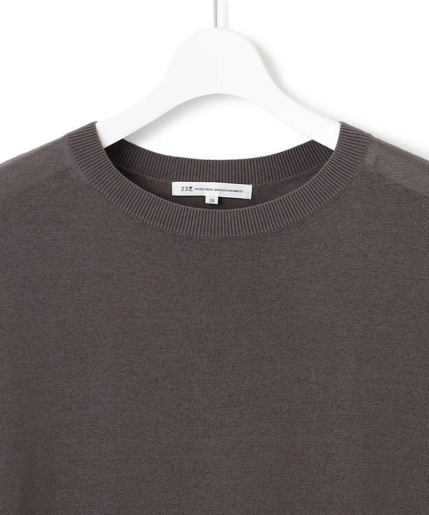 23区 【洗える】レイヤードデザイン ニット ブラウン×サックスストライプ