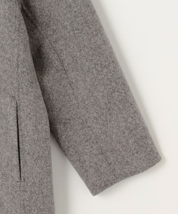 自由区 L ウールリバーロング コート グレーヘリンボン