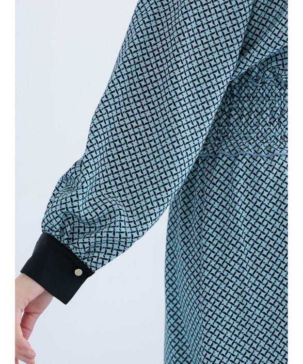 Te chichi バイカラーシャーリングワンピース ブルー