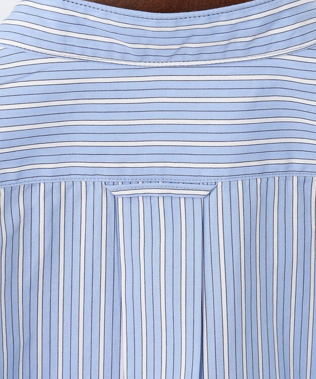 J.PRESS MEN 【WEB限定】ポプリンストライプ バックブルバンドカラーシャツ サックスブルー系1