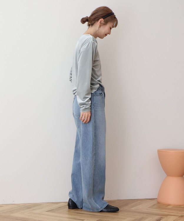 AMERICAN HOLIC ベロアクルーネックカットプルオーバー Mint