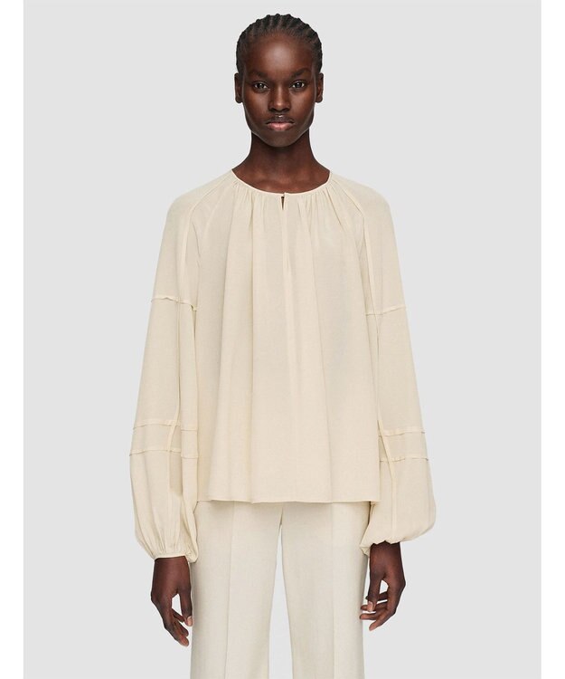 JOSEPH クレープ  ド  ソワ　リラックスフィットブラウス Oat