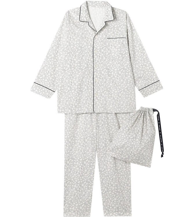 ワコール／睡眠科学 パジャマ 長袖 長ズボン 綿100%(本体) サテン 【睡眠科学×mintdesigns】 メンズ YGX606 睡眠科学／ワコール アイボリー