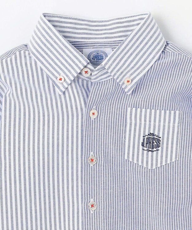 J.PRESS KIDS 【100-130cm】オックスフォード ストライプコンビシャツ ブルー系1