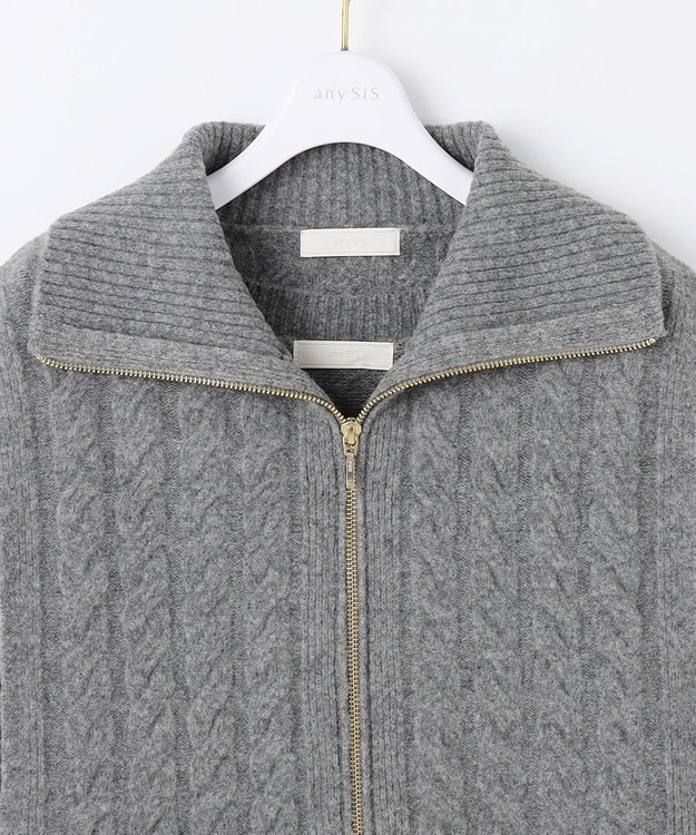 ANY SIS 【2WAY】ケーブルベストSETニット ワンピース チャコール