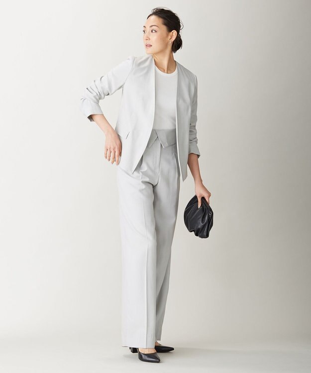 ICB 【洗える】Rib 5分袖 カットソー アイボリー系