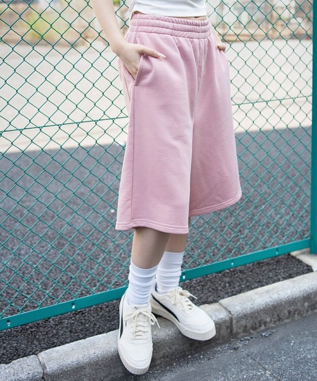 WEGO 【ユニセックス着用ITEM/SMサイズ展開/ウエストゴム】スウェットバギーショーツ ピンクソノタ