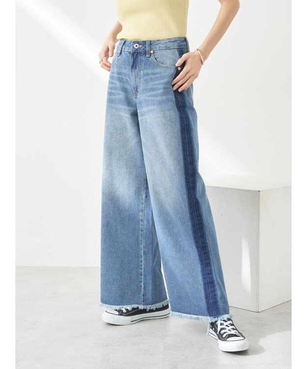 earth music&ecology サイドラインデニムパンツ Medium Indigo