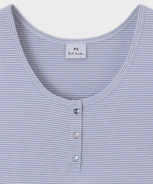 Paul Smith マルチカラーボタン ボーダー タンクトップ グレイッシュブルー