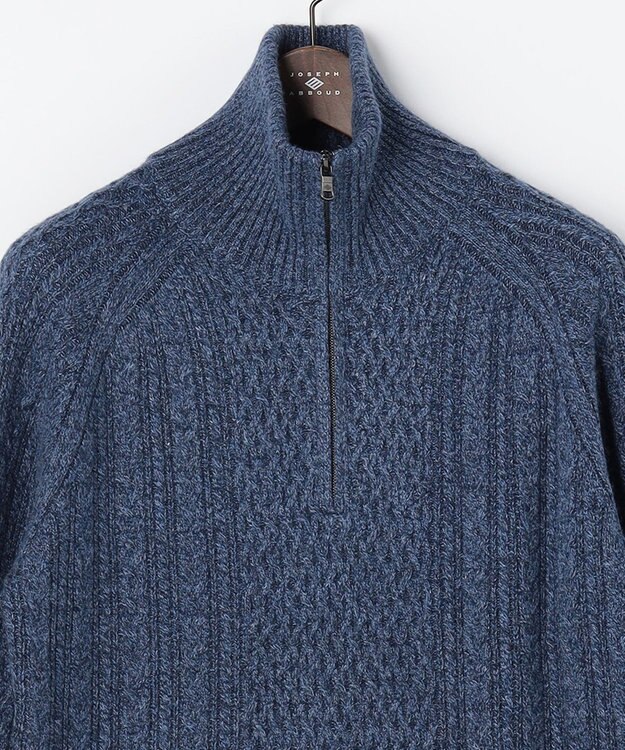 JOSEPH ABBOUD 【柔らか】ラムコットンハイネックジップ セーター ブルー系