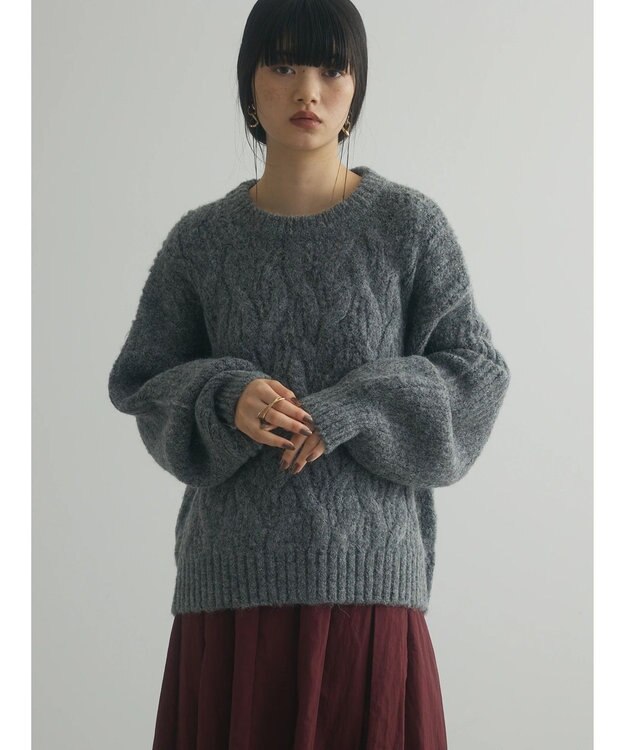 Green Parks armonia. ケーブルニットプルオーバー Charcoal Gray