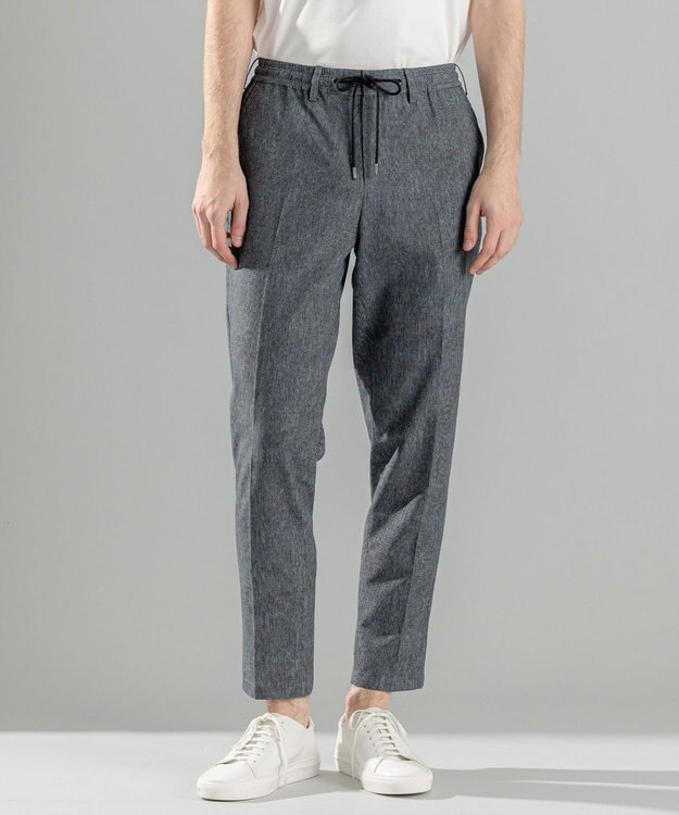 JOSEPH HOMME 新型・新柄【洗える/ストレッチ/シワになりにくい/セットアップ対応可】クールドッツストレッチ ドロスト付テーパードパンツ / PEGG CONVERTIBLE ライトグレー系