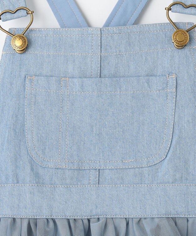 ANY KIDS チュール付き ジャンパースカート デニムブルー