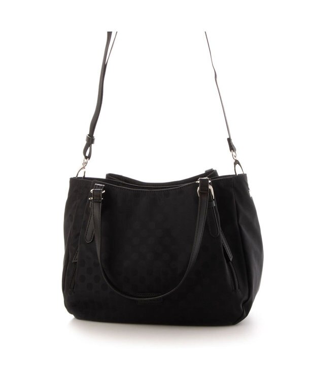 Y'SACCS ポーチ付きドットジャカードトート ブラック