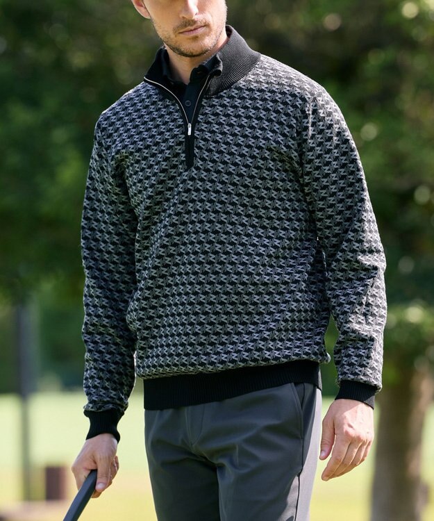 ZERO HALLIBURTON モノグラム ハーフジップニット ZHG-M5A4b 85114 ブラック