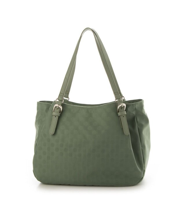 Y'SACCS ポーチ付きドットジャカードトート ライトグリーン