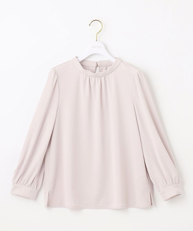 ANY SIS S 【UVケア】イージーケアスタンドネック ブラウス ローズグレー