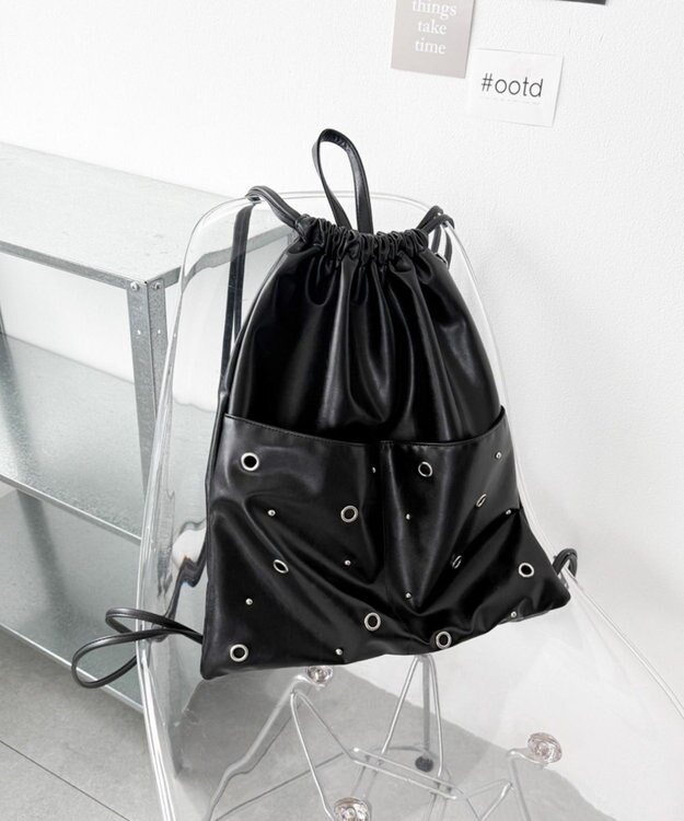 WEGO ハトメデザインナップサック ブラック