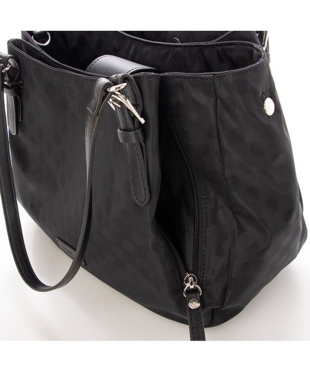 Y'SACCS ポーチ付きドットジャカードトート ブラック