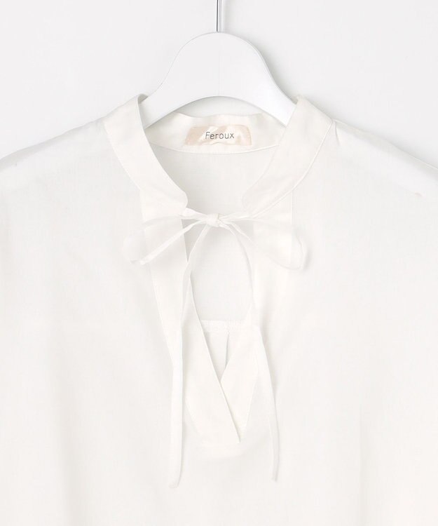 Feroux 【洗える】カフタンシャツ ブラウス ホワイト系