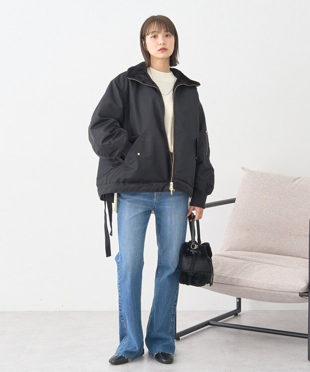 earth music&ecology 【毛玉防止 / 洗濯機洗い可】選べる丈ハイネックニット Ivory