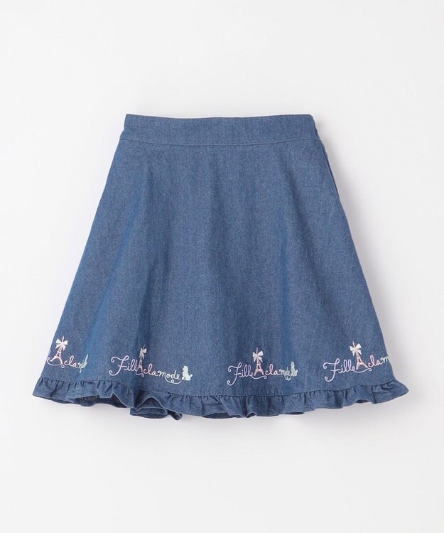 ANY KIDS 裾 ロゴ刺繍 スカパン デニムブルー