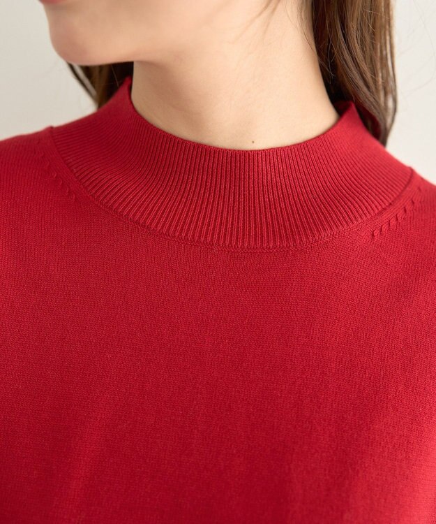 earth music&ecology 【毛玉防止 / 洗濯機洗い可】選べる丈ハイネックニット Red