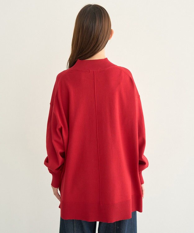 earth music&ecology 【毛玉防止 / 洗濯機洗い可】選べる丈ハイネックニット Red