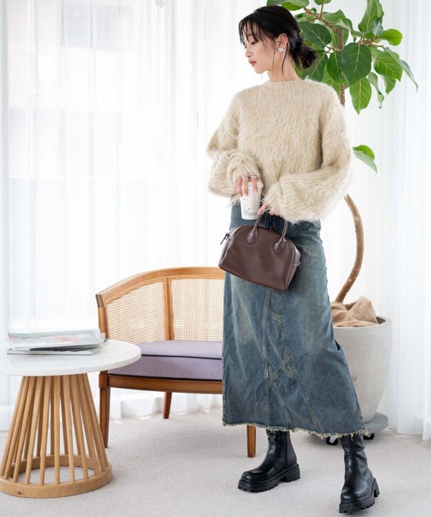 WEGO ブラッシュニットショートプルオーバー ベージュ