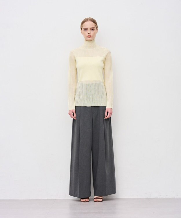 uncrave シアーニット コンビトップス クリームイエロー