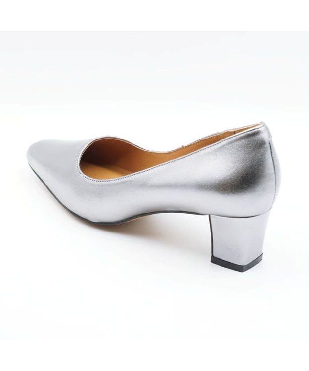 APOM スクエアトゥプレーンパンプス50 シルバー