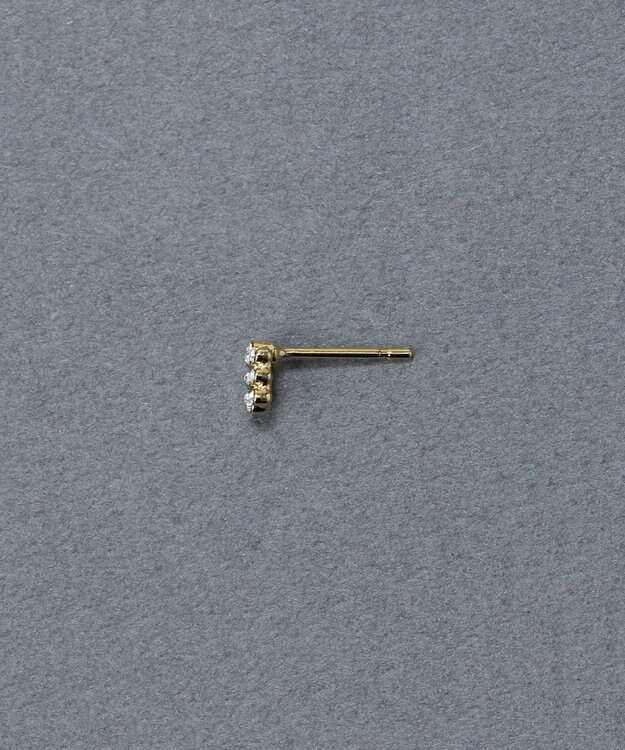 Phoebe 〈金属アレルギー対応〉タイニーレクタングルビジューピアス(片耳)　小粒/小さい/小さめ/セカンドホール ゴールド