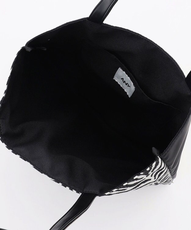 ANY 【A4サイズ収納可】ゼブラジャガード柄トートバッグ ブラック