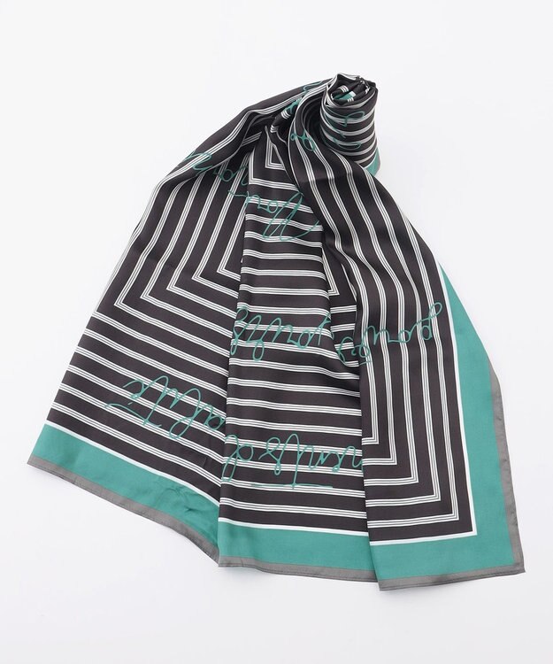 自由区 ストライプレター スカーフ ブラウン系