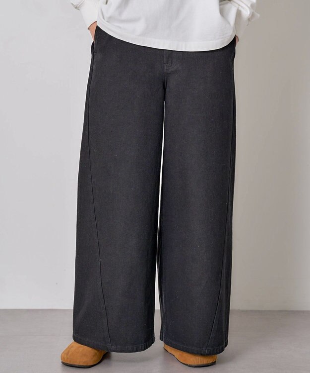 CRAFT STANDARD BOUTIQUE サルベージデニムワイドパンツ Black