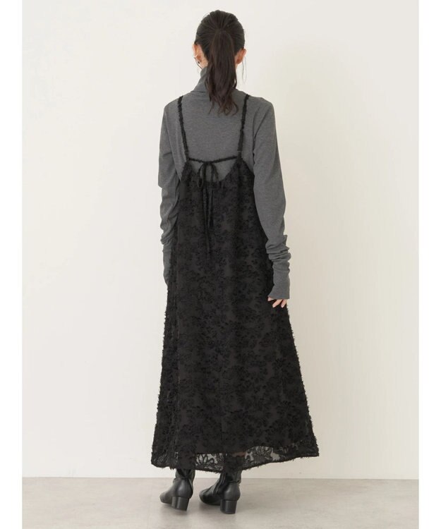 earth music&ecology フラワージャガードキャミワンピース Black