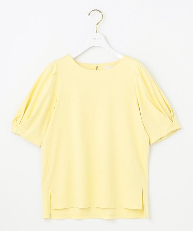 ANY SIS S 【撥水・汗ジミ防止・UVケア・洗える】スーピマスムース 袖タック Tシャツ イエロー