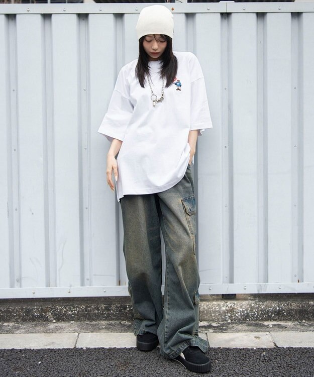 WEGO 【ユニセックス着用ITEM/SMLサイズ展開】別注BENDAVISワンポイントT（SS） ホワイト