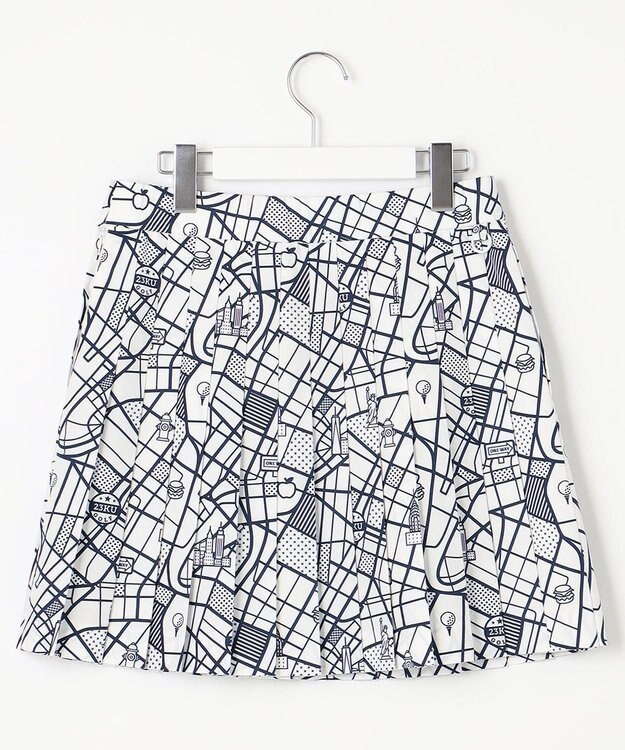 23区GOLF 【WOMEN】ニューヨークマップ柄 プリーツスカート ホワイト系5