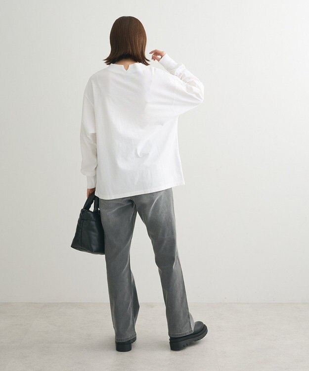 Green Parks ＧＵＭストレッチデニムセンター切替ストレートフレアパ Black